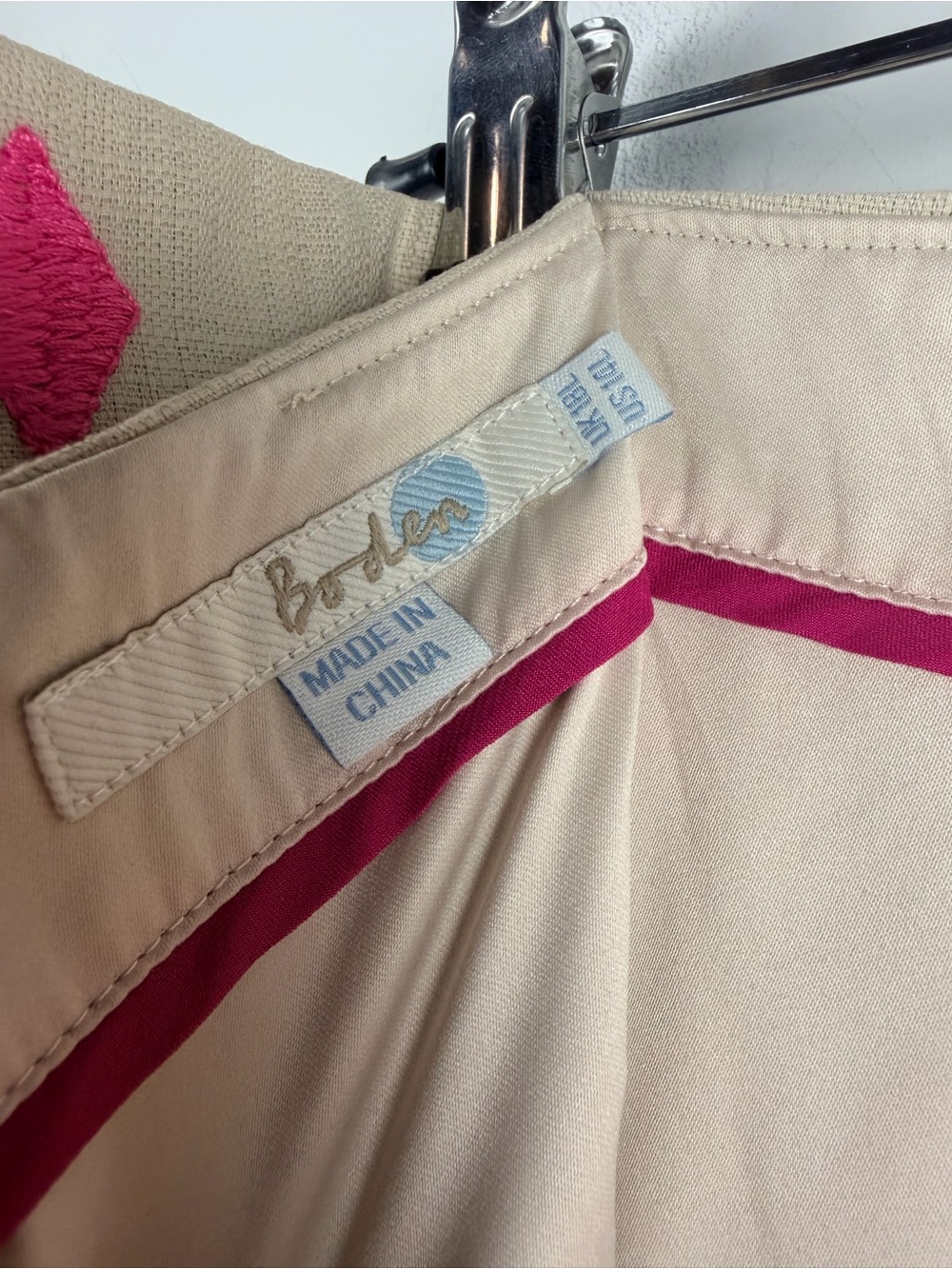 Boden Pencil Skirt With Diamond Shape Design pink tan Size 14 long - Picture 6 of 7